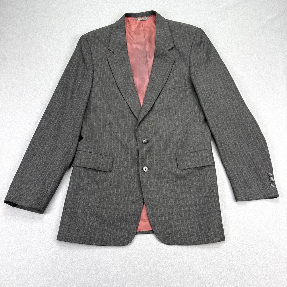 Levi's Men's Suit Coat Size 40L Business Class Jacket Gray Striped USA Made